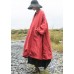 diy Red V Neck Pockets Fine Cotton Filled Loose Winter Coat