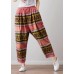 French Vintage red High Waist Pants For Women Pakistani Summer linen clothes