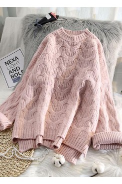 Aesthetic pink crane tops low high design casual spring knit tops