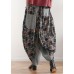 New stitching printed cotton and linen pants loose large size casual pants