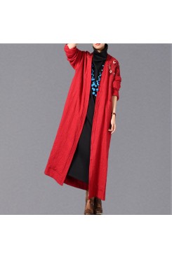 vintage red coats plus size embroidery baggy trench coat vintage side open coats