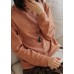 Cute orange knitted pullover high neck Loose fitting knitwear