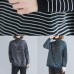 Aesthetic spring blue striped knit tops plus size clothing high neck clothes For Women