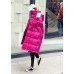 Warm oversize winter jacket coats rose hooded zippered down jacket woman