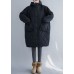 Black Pockets Fine Cotton Filled Hooded Winter Coats