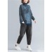 Aesthetic spring blue striped knit tops plus size clothing high neck clothes For Women