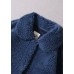 Unique Blue Peter Pan Collar Button Faux Fur thick Winter Coat