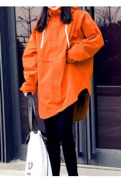 New orange duck down coat plus size womens parka hooded zippered Elegant coats