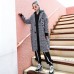 Elegant black Plaid maxi coat casual Notched long coat Fashion zippered baggy long coat