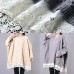 Winter beige knit top silhouette o neck Batwing Sleeve plus size clothing knitwear