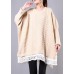 Winter beige knit top silhouette o neck Batwing Sleeve plus size clothing knitwear