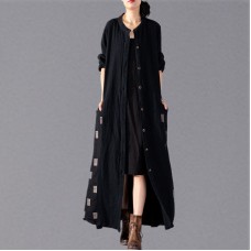 Fashion black Plaid Coats plus size patchwork Coat Fashion large hem Coat
