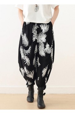 Bohemian black white cotton Organic Photography harem pants asymmetric Kaftan long pant