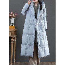 Fine plus size winter jacket coats blue hooded pockets warm coat