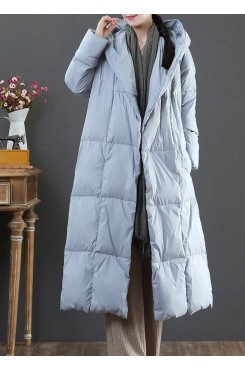 Fine plus size winter jacket coats blue hooded pockets warm coat