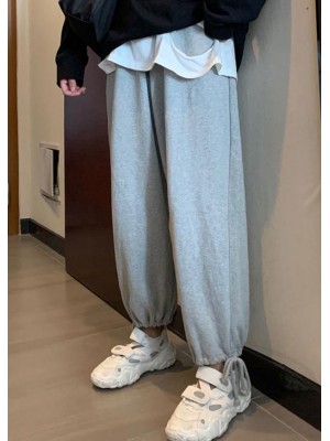 2019 winter casual beam gray pants plus size elastic waist harem pants