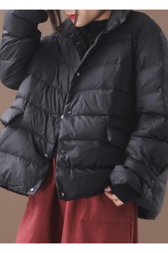 New black Parkas casual snow jackets winter short coats stand collar