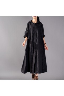 Luxury black Coats oversize hooded fashion trench coat Fine baggy Winter coat