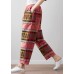 French Vintage red High Waist Pants For Women Pakistani Summer linen clothes