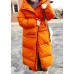 Casual orange down coat winter Loose fitting winter jacket stand collar Cinched quality overcoat