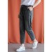 women new fall black gray cotton loose pants casual elastic waist jeans